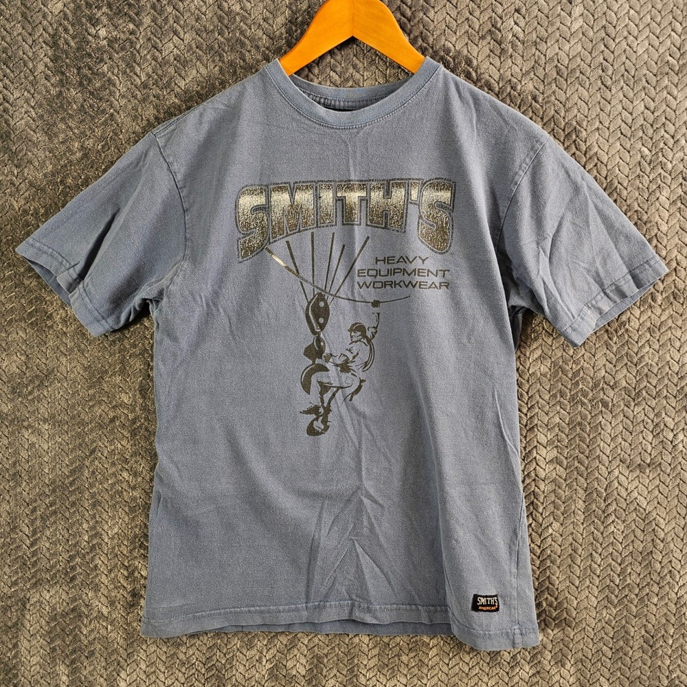 Smiths Workwear Graphic T Shirt Men's Medium Blue Heavy Equipment Graphic Tee